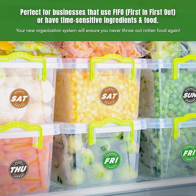 Easy Identification Date Stickers 7,000 Days of The Week Stickers - 3/4" Days of The Week Food Labels - Day Dots for Food - Restaurant Supplies - Best by Commercial Kitchen Supplies