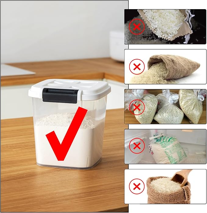 20LBS Flour Container - Rice Dispenser 20LBS/10KG/10.5Qt Food Cereal Container Bins with Measuring Cup for Household Pantry Organization