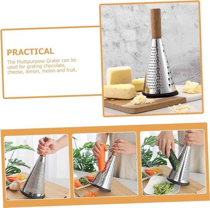OFFSCH Manual Stainless Steel Cheese Grater with Ergonomic Handle Multi-purpose Kitchen Gadget for Grating Cheese Fruits and Vegetables Household Tool