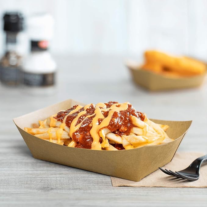Karat FP-FT250K Kraft Paper Food Serving Tray, 2.5lb Capacity, for Appetizer, Fried Meals, Chicken Wings, Pack of 500
