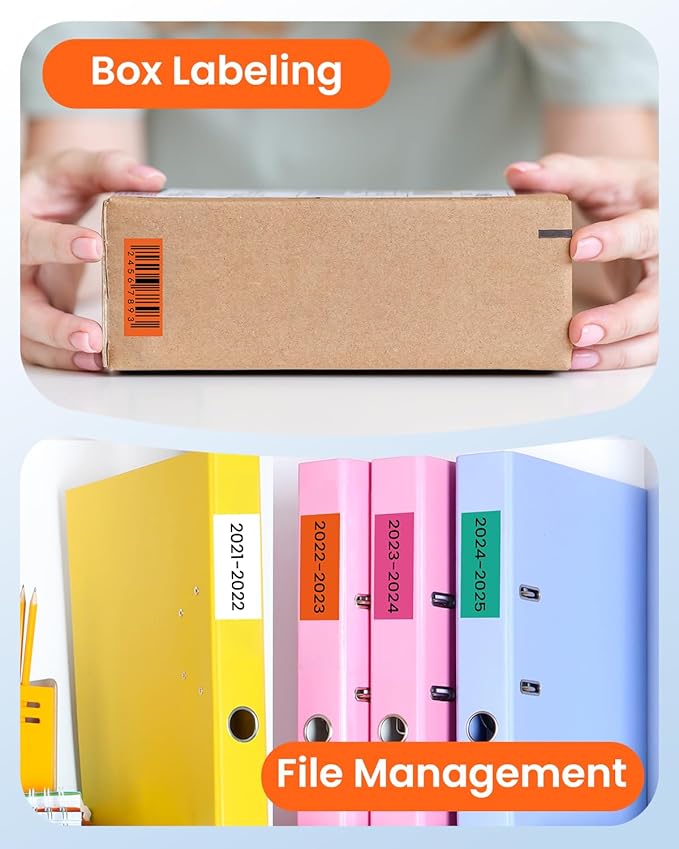 18mm Label Maker Tape Replacement for Brother P Touch Label Tape TZe TZ 18mm 0.7 Laminated, Compatible with PT-D410 D400 D460BT D600, White/Berry Pink/Orange/Blue/Yellow/Green, 3/4" x 26.2', 6-Pack