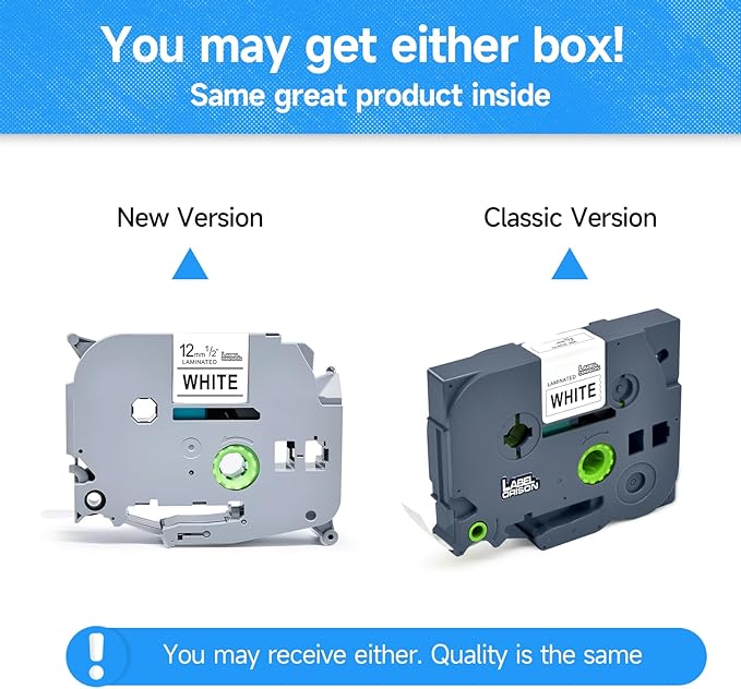 Label Orison TZe-231 TZ-231 Compatible with Brother P-Touch Label Tape Tz Tape 12mm 0.47 Laminated White Refills for PT-H110 PT-D210 PT-D400 Label Maker,Black on White,1/2" x 26.2Feet(12mmx8m), 5Pack