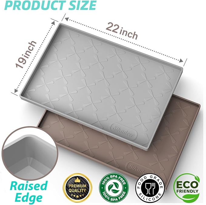 SIKADEER 22" x 19" Under Sink Mat Waterproof, Silicone Mat Kitchen Drawer Shelf and Cabinet Liner, Sink Protector for Kitchen Organizers and Storage, Boot Tray Pet Food Mats