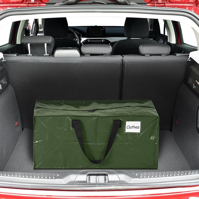 4 Pcs 24 Gallon Extra Large Moving Bags Heavy Duty Storage Bag with Strong Zipper Handle Foldable XXL Jumbo Storage Tote Packing Moving Box for College Dorm Travel Cloth Duffle (Green)