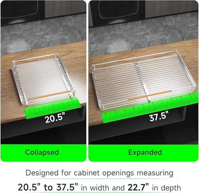 SOFRON Expandable Pull Out Drawers for Cabinets, Kitchen Cabinet Slide Out Shelves, Adjustable Roll Out Drawers, X-Large 1 Pack