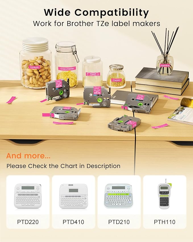 Pink Label Maker Tape Replacement for Brother P-Touch Label Tape White on Berry Pink Tze-MQP35 Tz 12mm 0.47 Laminated Matte for Ptouch PT-D210 D220 H100 H103w H110 D400 D600, 12mmx 8m 26.2ft, 3 Pack