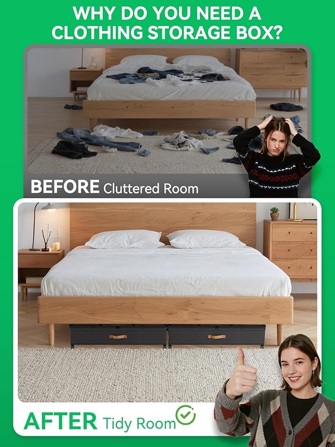 Under Bed Storage with Wheels, 2-Pack Upgraded Scalable Under Bed Storage Containers with Transparent Lids, Underbed Storage Organizer Rolling Bins for Shoes Clothes Sheet - Expandable Max