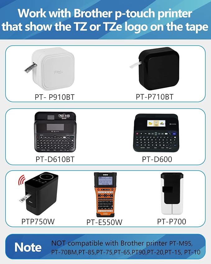 Weemay TZe-251 3 Pack Compatible for Brother P-Touch Label Tape 24mm 0.94 Laminated White 3/4 TZe TZ Tape TZ-251 TZ251 TZe251 for PT-D600 PT-D610BT PTP700 PTP710BT Printer, 0.94" x 26.2'