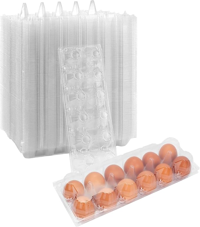 HOIGON 80PCS 12 Count Plastic Egg Cartons, Clear Egg Cartons Bulk, Reusable Chicken Egg Tray for Family, Farm Market Display