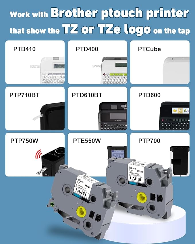 Weemay Compatible TZ Tape 18mm 0.7 Laminated White for Brother Label Maker Tape TZe-241 TZe241 TZ241 TZ-241 Ptouch 3/4 Inch Black on White Refill for P Touch PTD400 PTD600, 30 Pack