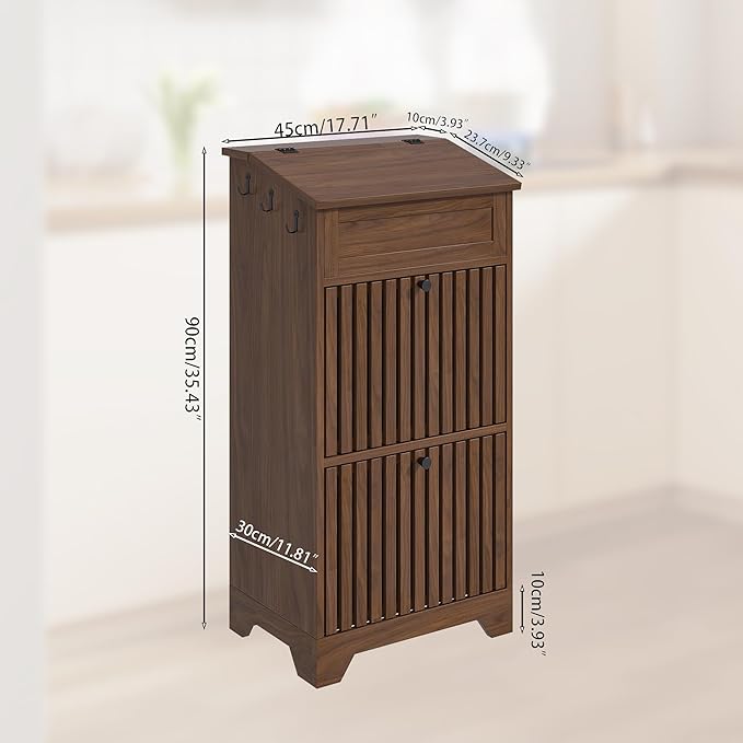 Potato and Onion Storage Bins Box, Mid Century Modern Fruit and Vegetable Storage, Small Food Kitchen Pantry Cabinet for Snack, Wooden Bread Storage for Homemade Bread, Farmhouse, Magnetic Flip-top
