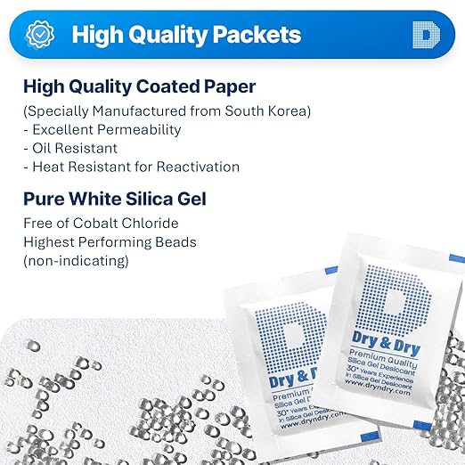 Dry & Dry 5 Gram [3000 Packets] Silica Gel Packets Silica Gel Desiccants, Silica Gel Packs - Rechargeable (Food Safe) Silica Gel Packets, Silica Packets