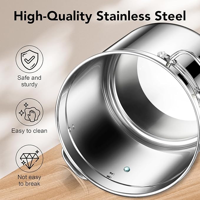 Newget Dog Food Storage Containers, Large Stainless Steel Pet Food Storage Containers 38 lb / 17 kg to Keep Fresh, Metal Airtight Cat Food Containers With Scoop and 2 Small Containers