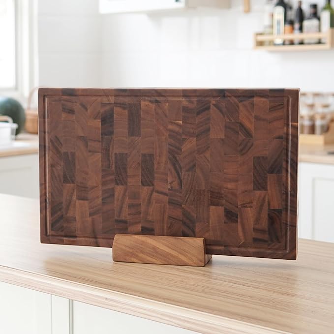 Shumaru Natural Wood Cutting Board Stand – Fits 2"–2.3" Heavy Boards, 7.75" × 4" × 4" | Handmade Sturdy Holder Supports Boards up to 24 in