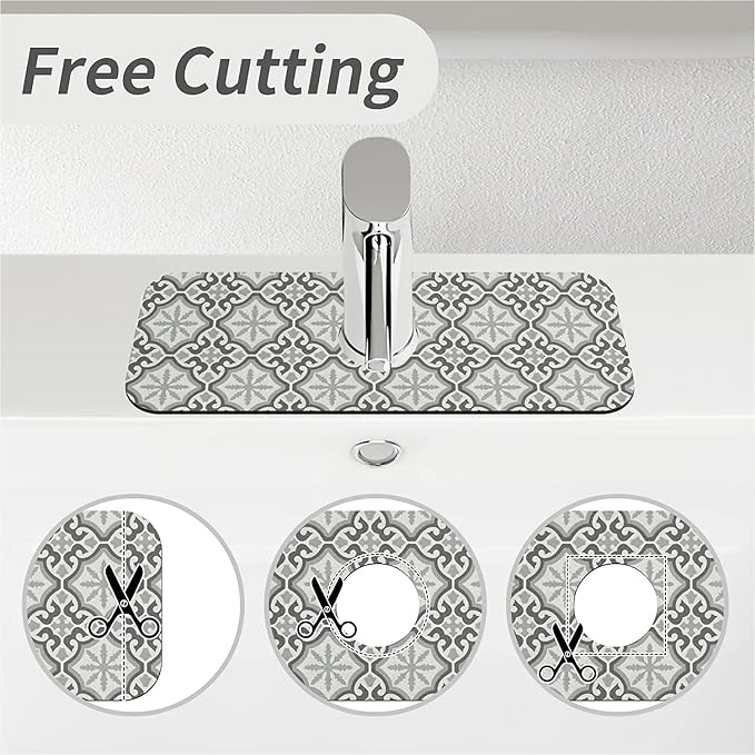 Kitchen Sink Splash Guard，Aesthetic Morocco Faucet Mat Sink Gadgets-Super Absorbent Fast Drying Mat Drip Catcher for Kitchen, Bathroom,Sink Mat, Dish Drying Mat, Bathroom(15" X 5.5" )