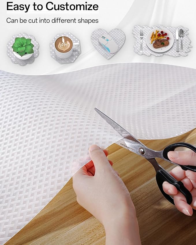 Shelf and Drawer Liner for Kitchen Cabinet, Non-Adhesive 24in x 360in Waterproof Contact Paper Refrigerator Liners Thickened Durable EVA Material Non Slip Mat for Dresser Cupboard Pantry Protector