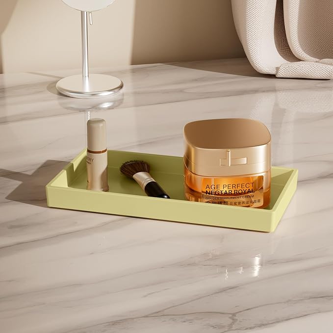Mriluvy Vanity and Bathroom Tray, 7.7" ABS Countertop Organizer,Waterproof Vanity Tray for Toilet Tank,Perfume,Soap,Keys,Bathroom Accessories,Kitchen and Bath Trays,Non Slip Small Trays,Gold