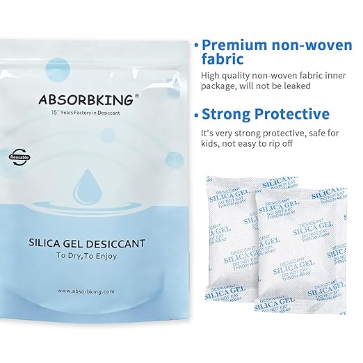 Moisture Absorbers – 100 Gram 12 Packs Silica Gel Packets, Desiccant Packs for Storage, Food Safe Desiccant for Foods, 3D Filaments, Electronics, Tools, Safes