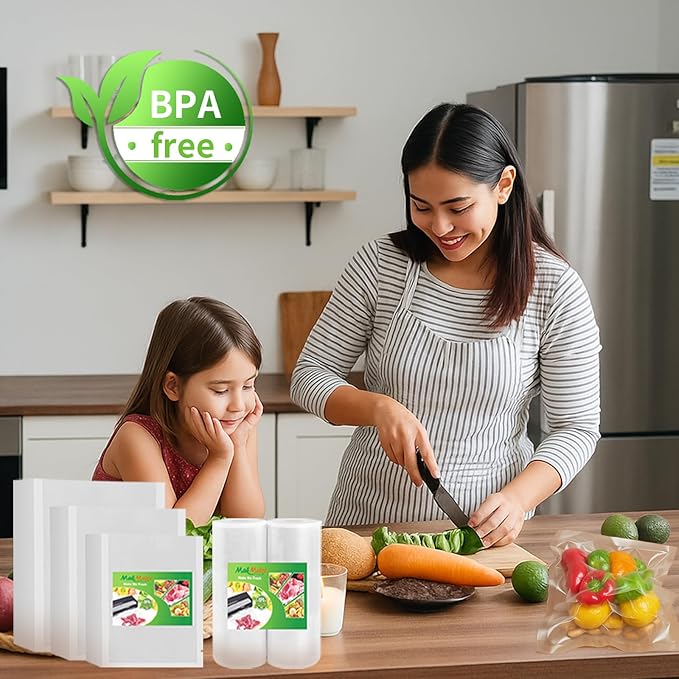 MakMeFre 100 Plus Gallon Size 12" x 16" Vacuum Sealer Bags with BPA Free and Heavy Duty,Great for Food Storage Vaccume Sealer PreCut Bag