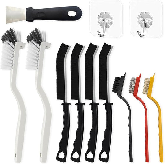 12Pcs Crevice Cleaning Brush, Multi-Purpose Hard Bristle Cleaning Brush Small Gap Scrub Brushes for Household Kitchen Gas Stove Bathroom Corner Window Grooves Keyboard Cup Teapot