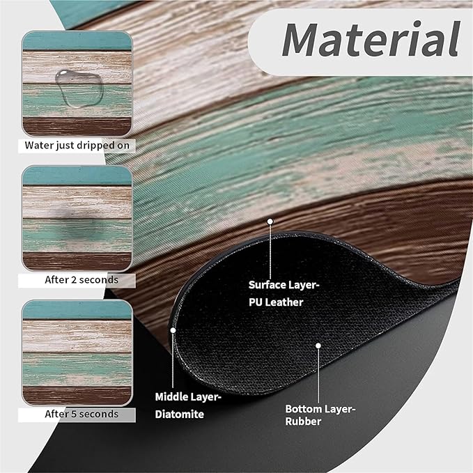 Kitchen Sink Splash Guard，Vintage wooden planks Faucet Mat Sink Gadgets-Super Absorbent Fast Drying Mat Drip Catcher for Kitchen, Bathroom,Sink Mat, Dish Drying Mat, Bathroom(15" X 5.5" )