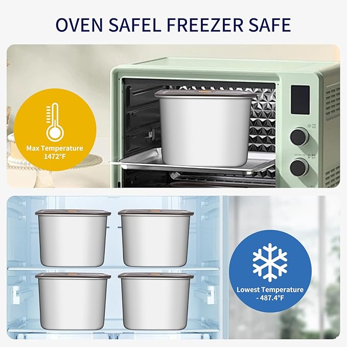 8PC-LFood Storage Containers, BPA Free, Airtight Lids, Ideal for Lunch, Meal Prep & Leftovers，Fresh box， Freezing box