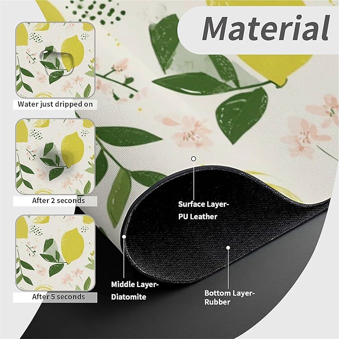 Kitchen Sink Splash Guard，Cartoon Lemon Faucet Mat Sink Gadgets-Super Absorbent Fast Drying Mat Drip Catcher for Kitchen, Bathroom,Sink Mat, Dish Drying Mat, Bathroom(15" X 5.5" )