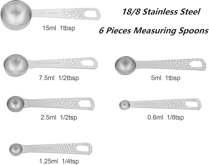 Hotsyang 18/8 Stainless Steel Measuring Cups and Spoons set 14 for Baking & Kitchen, 5 Metric & US Measuring Cups and 6 Measuring Spoons,1 Leveler and 2 Rings for Dry & Liquid