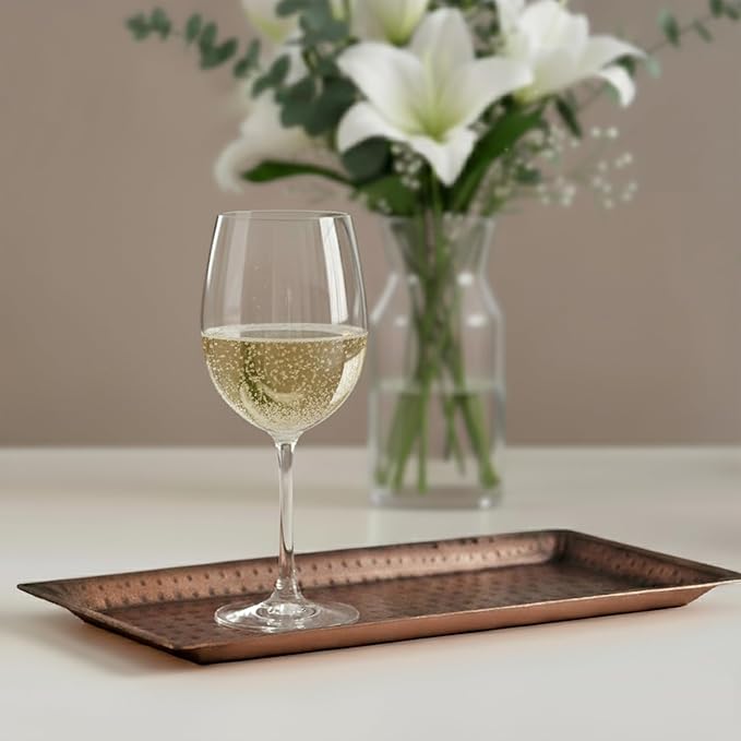 Monarch Abode Decorative Tray – 16-Inch Hand Hammered Antique Copper Metal Bathroom Tray Countertop, Vanity Trays Organizer, Perfume Plate for Dresser, Kitchen Countertop Large Fruit Platter