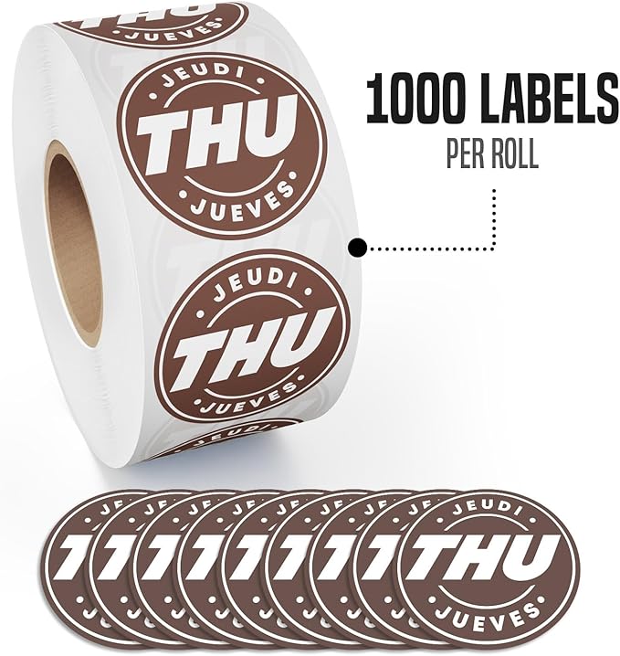 Easy Identification Date Stickers 7,000 Days of The Week Stickers – Thursday 3/4" Days of The Week Food Labels – Day Dots for Food – Restaurant Supplies – Best by Commercial Kitchen Supplies