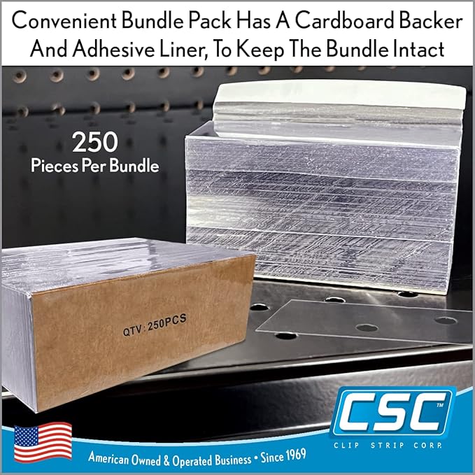 Clip Strip Corp. Price/Data Channel Label Holder Chips, Clear Plastic Tags, 2" L x 1.25" H, 7.5 Mil Thick, Gondola Shelf Edge, Reusable, Made for Point of Purchase Shelf Molding (1000)