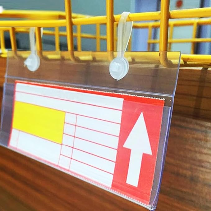 200 Pieces Wire Shelf Label Holders,4" x 2.3" Clear Price Tag Holder for Wire Plastic Shelving with Double Snap Lock Closure,Reusable Basket Label Holders for Retail Market and Home