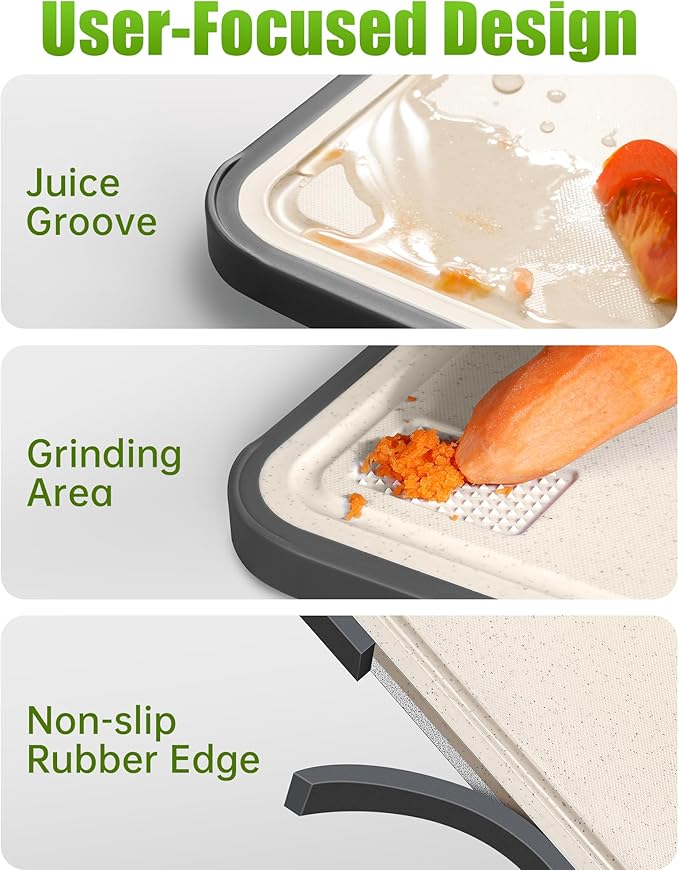 Washour Stainless Steel Cutting Boards for Kitchen, Non Toxic 2-in-1 Cutting Board Double Sided, Chopping Boards for Fresh Meat Vegetable, Easy to Clean Large Size 16”×11”