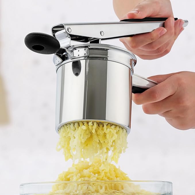 Zulay Kitchen Large 15oz Potato Ricer, Heavy Duty Stainless Steel Potato Masher and Ricer for Mashed Potatoes, Mashed Potato Masher & Potato Press Kitchen Gadget for Perfect Mashed Potatoes
