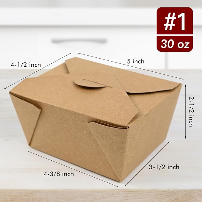 EcoDispose 30 oz Kraft Paper Pack of 450 Fold To Go Containers, Microwaveable Leak and Grease Proof Take Out Boxes for Lunch,Leftover and Restaurant