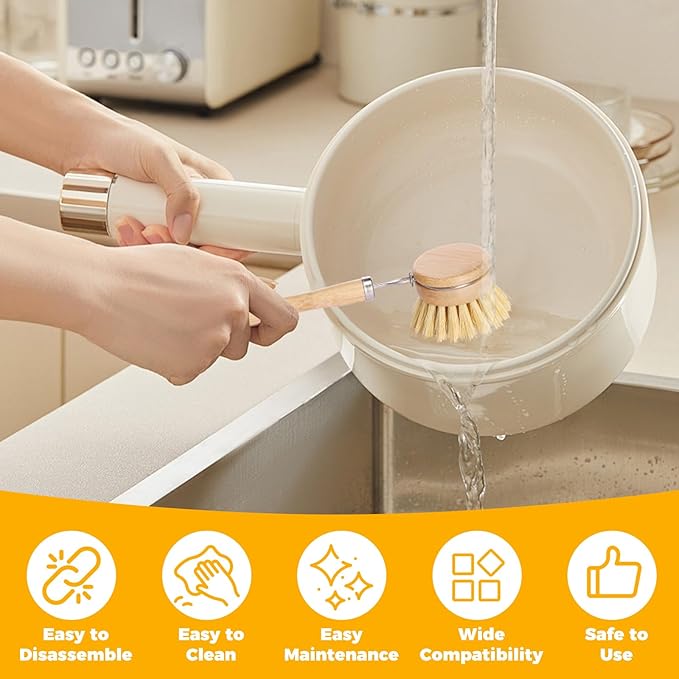 Bamboo Dish Brush Set Practical Dish Cleaning Brush Set Multifunctional Dish Washing Brush Set Ergonomic Kitchen Brush Set for Kitchen Cleaning Pots Pans Dishes (Log Color 10Pcs)