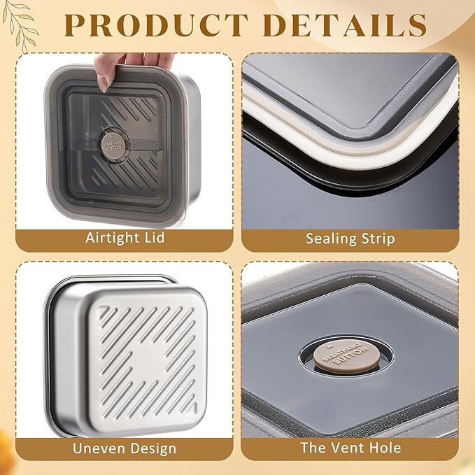 4 Pack 43oz Large Stainless Steel Sandwich Containers with Lids, Leak-proof Reusable Lunch Boxes, Meal Prep Bento Box, Food Storage Containers for Snacks & Fruits, Dishwasher Safe, 1300 ml