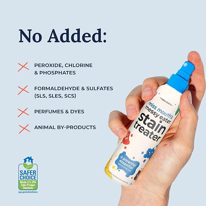 Miss Mouth's Messy Eater Stain Treater Spray - 4oz 2 Pack Stain Remover - Newborn & Baby Essentials - No Dry Cleaning Food, Grease, Coffee Off Laundry, Underwear, Fabric