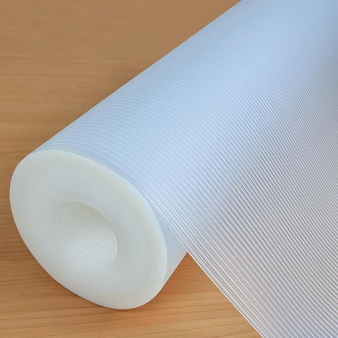 Hersvin Shelf Liners 12 in x 20 ft EVA Drawer Mats, Non-Adhesive Cupboard Protector, Kitchen Cabinet Lining Fridge Liner (Clear Stripe, 30.5x610cm)