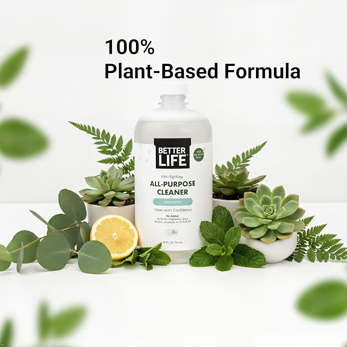 Better Life All Purpose Cleaner - Multipurpose Plant Based Home and Kitchen Cleaning Spray for Glass, Countertops, Appliances, Upholstery & More - Multi-surface Spray Cleaner - 24oz Unscented