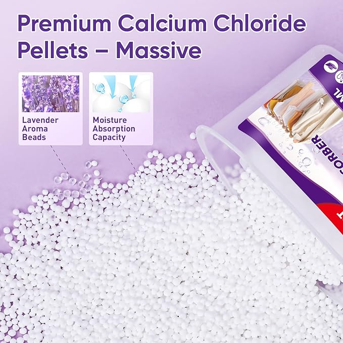 16 Pack Moisture Absorbers, 10.5 OZ Humidity Absorber Bucket, Moisture Absorbers for Closet, Dehumidifier Bucket for Wardrobes (Lavender Scent), Kitchens and Bathrooms