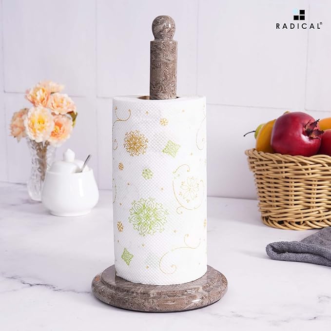 RADICALn Marble Paper Towel Holder Countertop 12.5" Inch Oceanic Handmade Toilet Paper Towels Stand for Bathroom Counter, Hand Papertowel Holders for Home and Kitchen Décor