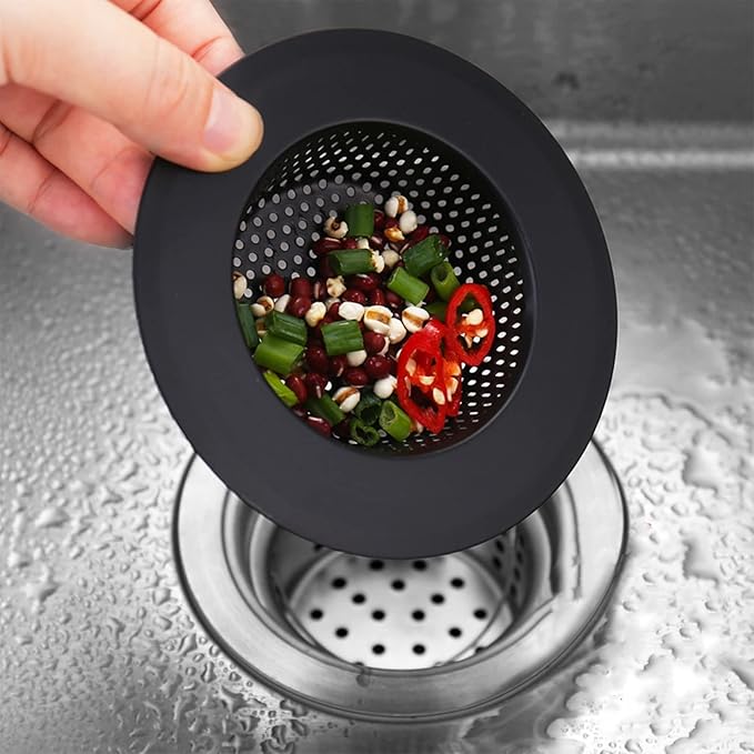 2 Pcs Black Stainless Steel Mesh Sink Drain Strainer, 2.16" Top/1.29" Kitchen Filter Trap Basket,Large Food Catch for Bathroom Bathtub Wash basin Floor drain balcony RV Drain Hole Electroplated Coatin