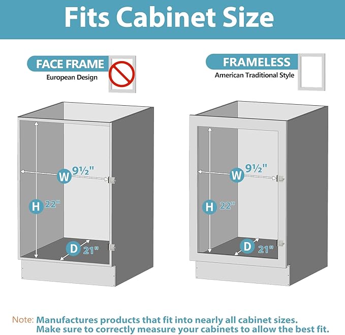 MODCART Pull Out Spice Rack Cabinet Organizer 9" W x 20½" D, 3 Tier Heavy Duty Slide Out Wood Shelf for Narrow Cabinet, Pull Out Storage for Kitchen