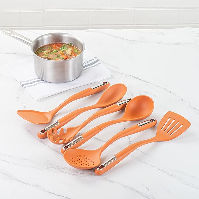 Met Lux Kitchen Utensil Sets, 10 Silicone Utensil Sets - 6 Pieces Per Set, High-Heat Tolerance, Orange Silicone Kitchen Utensils, For No-Stick Cookware - Restaurantware