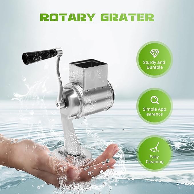 Rotary Cheese Grater Manual Potato Grater, Rotary Food Grater With 5 Stainless Steel Drums, 5 In 1 Rotary Cheese Grater Vegetable Slicer For Cafeterias Restaurants Hotels