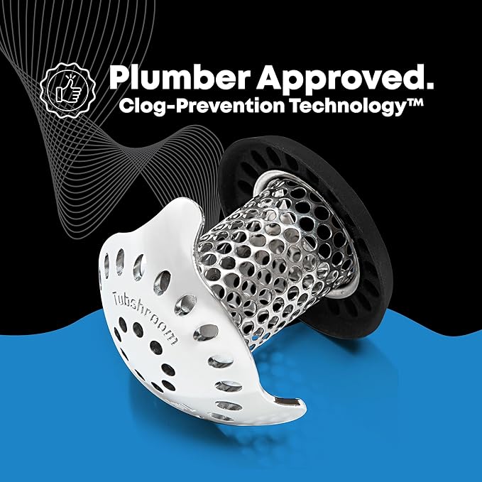 TubShroom Ultra Revolutionary Bath Tub Drain Protector Hair Catcher/Strainer/Snare, Stainless Steel, Stainless Combo