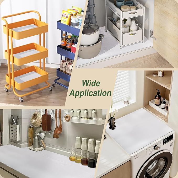 Practical White Shelf Liners for Kitchen Cabinets 18" x20FT, Non-Adhesive Drawer Liner, Non-Slip Strong Grip Cabinet Liner Thickened Mats Waterproof Shelf Paper for Countertop, Cupboard, Dressers