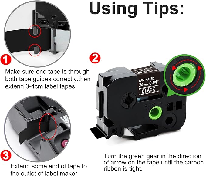 Labelife 24mm Black Label Tape TZe-355 Replacement for Brother P Touch TZe TZ Tape 24mm 0.94 Laminated White on Black TZe355 for Brother Ptouch PT-D600 PT-D610BT PT-P710BT Label Maker, 4-Pack