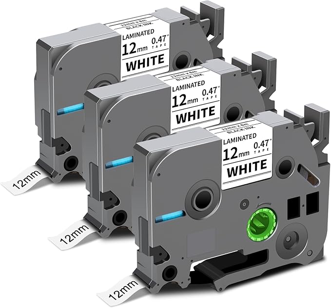 Tze-231 12mm 0.47 Laminated White Tape Replace for Brother P Touch Label Tape Compatible with Brother Label Maker PTouch H110 D220 D600 D410 D210 D200 D400 P700 1280 1880, TZe Label Tape 1/2 Inch 3pk